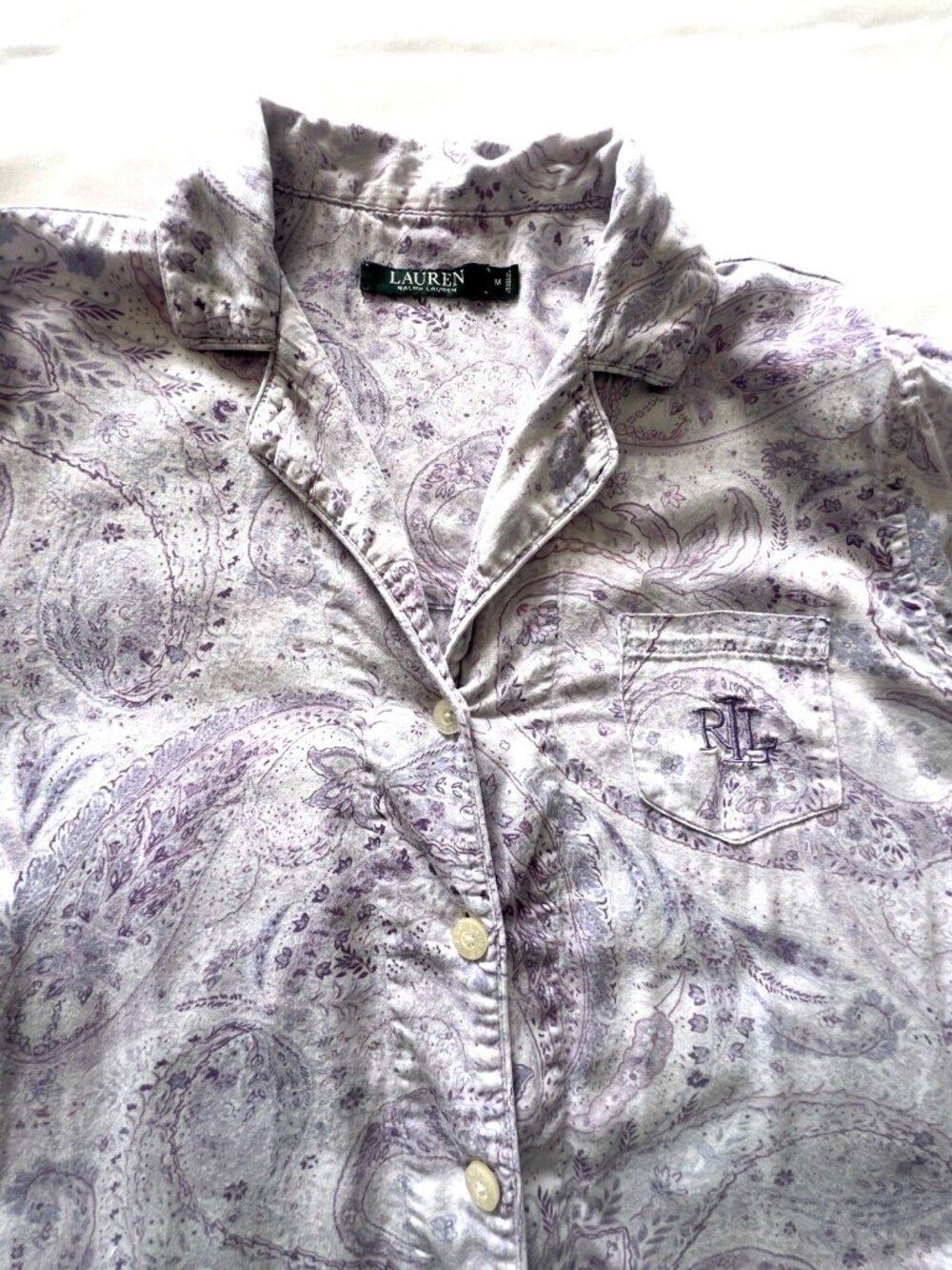 Lauren Ralph Lauren Women's M Pajamas Paisley PURPLE Logo Loungewear Sleepwear